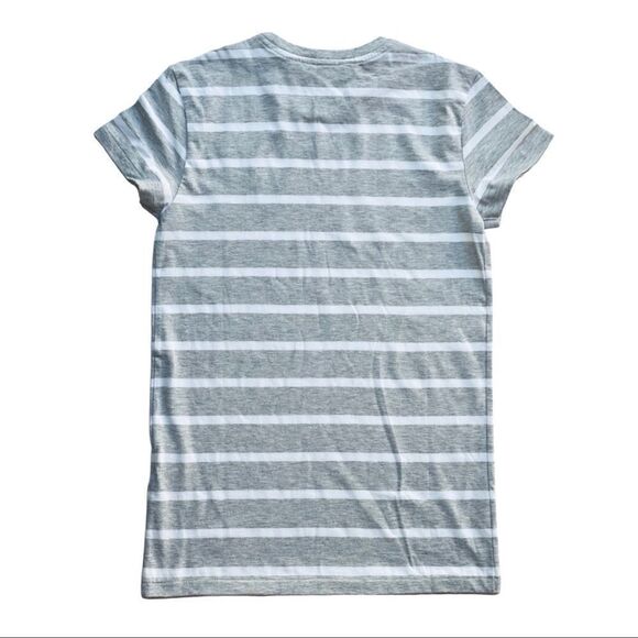 Ralph Lauren Heather Gray and White Striped Cotton Tee with Turquoise Logo - Picture 2 of 10